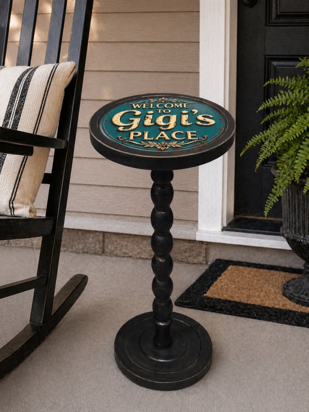 Personalized Drink Table - “Gigi’s Place” - Cozy Coffee Table Stand -Small Space